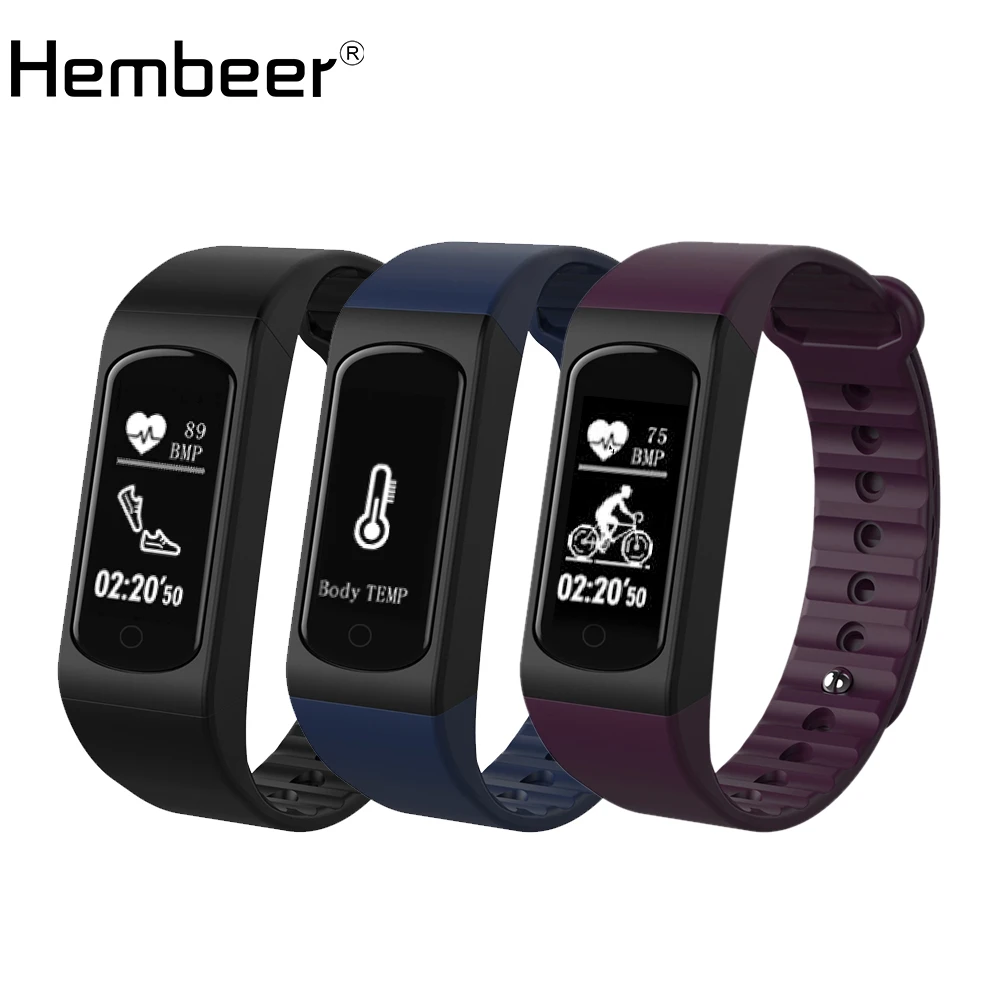

Hembeer H4S Body Temperature Monitor Heart Rate Monitor Smart Bracelet Sport Pedometer Fitness Tracker Sleep Monitor for phone