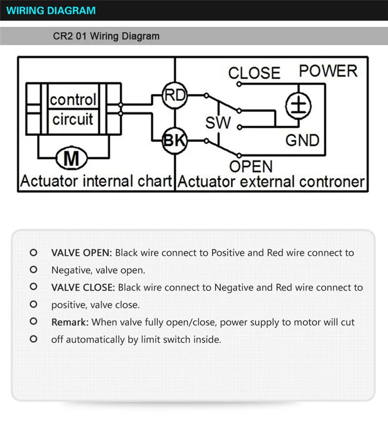 fios válvula motorizada elétrica com feedback do