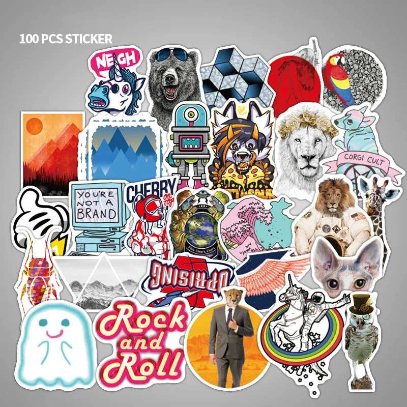 100 PCS Retro Style Graffiti Sticker Skeleton Dark Funny JDM Stickers for DIY Sticker on Suitcase Luggage Laptop Bicycle&  Car