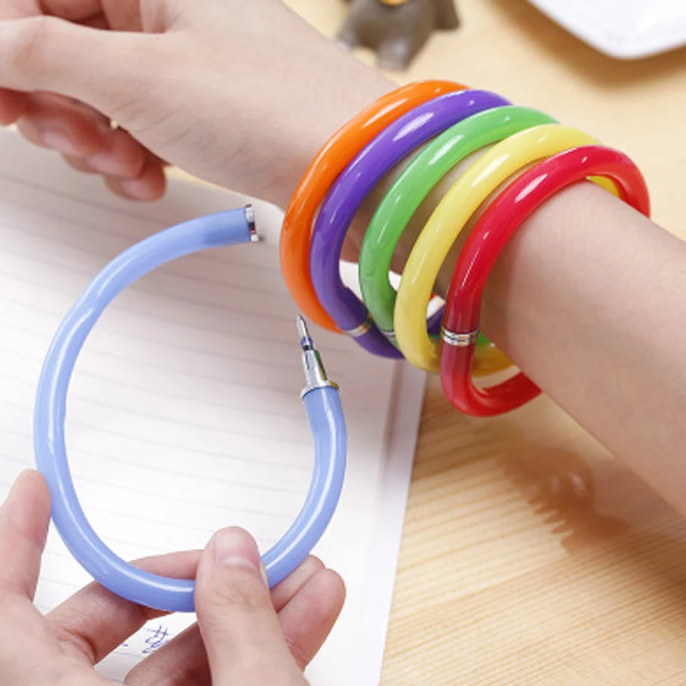 

New Flexible Cute Soft Plastic Bangle Bracelet Ballpoint Pens School Office Supplies Creative Stationery