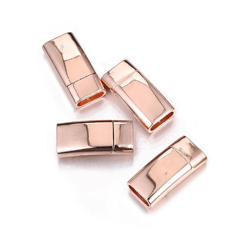 Rose gold color 5 шт./лот, блестящие магнитные застежки, магнит сплава, пряжка, подходит для 10 мм цепей, разъемы для DIY кожаного браслета, ювелирных изделий - Цвет: Rose gold color