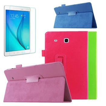 

Hot PU Stand Cover For Samsung Galaxy Tab E 9.6 T560 T561 Tablet Case Shell +Ultra Thin HD Clear Tempered Glass Screen Protector