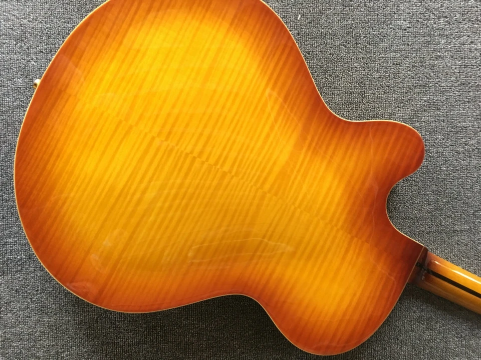 Mejores ventas de la vendimia cherryburst L5 Jazz eléctrico guitarras con Hardware de oro China OEM Guitarra izquierda disponible Disponible