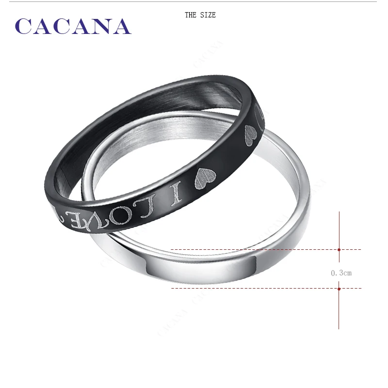 CACANA Stainless Steel Rings For Women Double Rings 1set(2pcs) Loving Heart Fashion Jewelry Wholesale NO.R154