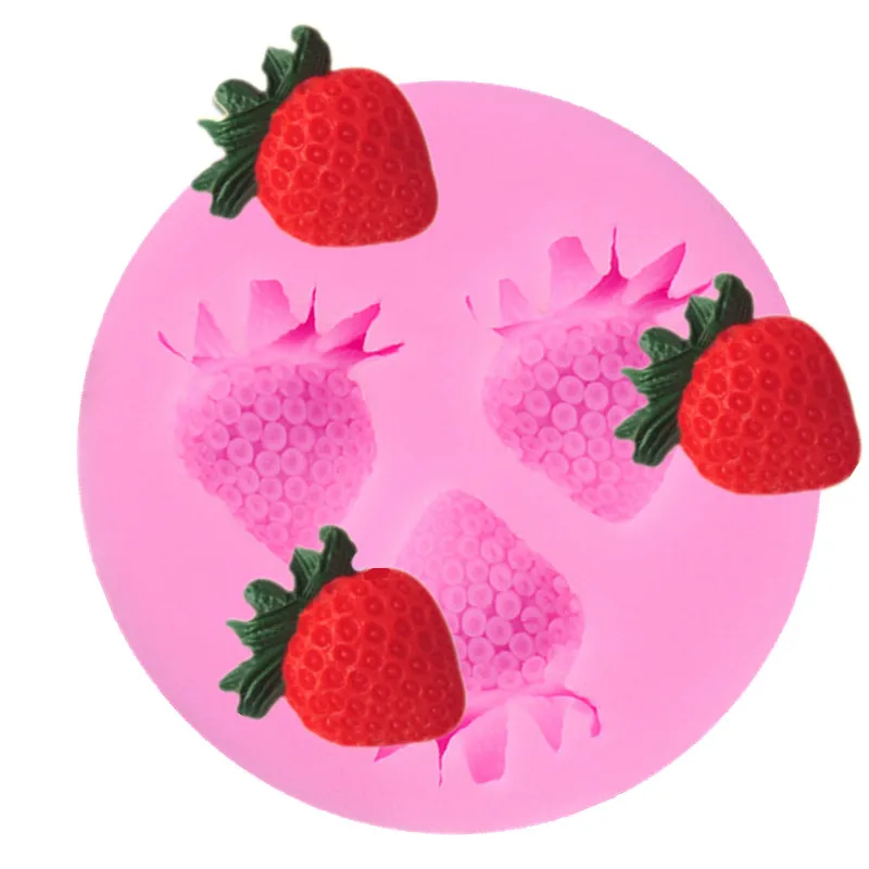 Kitchen DIY CreativeNew Three Holes Strawberry Fruit Silicone Mold