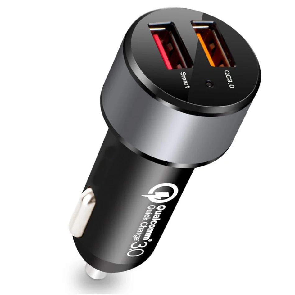 2 Ports QC3.0 USB Car Charger Output 2.4A Intelligent Quick Charger Mobile Phone Travel Adapter