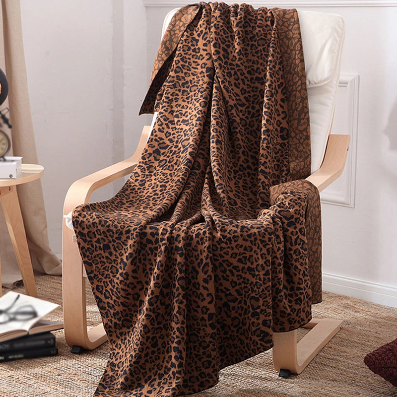High Quality 120*180cm Leopard Knitted Thread Blanket for Bed Cotton Sofa Decorative Throw Blankets Bedspread Birthday Gift | Дом и сад