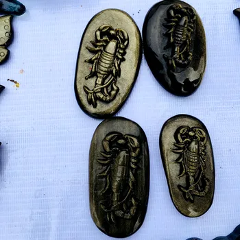 

natural Gold obsidian hand carved crystal scorpion animal as gift wholesale stones and minerals 60-50mm