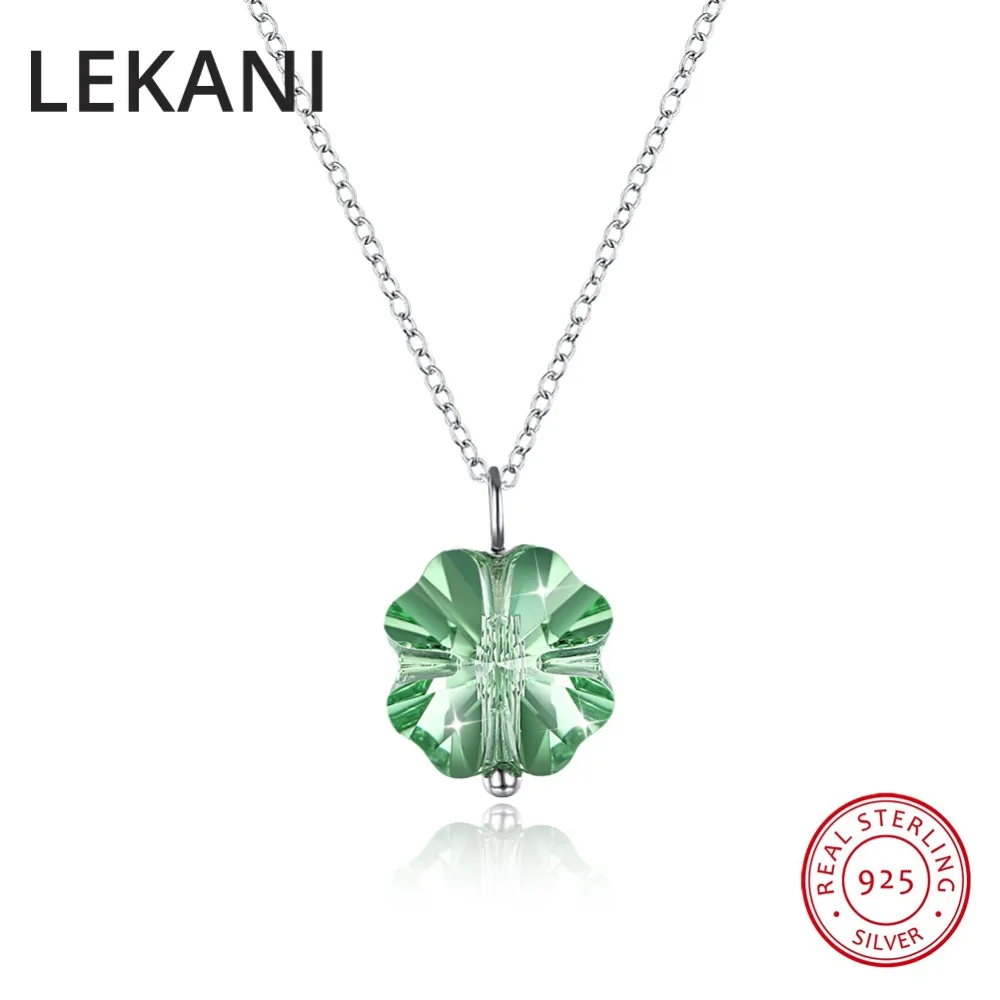 Колье женское из серебра 925 пробы с кристаллами Swarovski в виде клевера | Украшения и