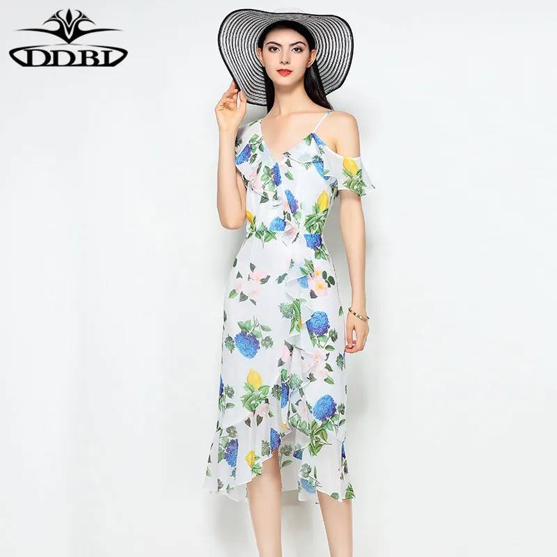 sea dress floral straps dresses 2018 women's summer dresses 20180526in Dresses from Women's