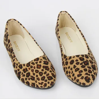 

Fashon New Women Ladies Flat Shoes Leopard Printed Low Heel Beige Brown Women shoes Size 5/6/6.5/7.5/8.5/9/9.5 Free Shipping