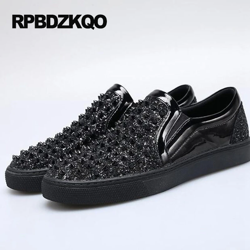 Hommes Hop Sur Populaire Sneakers Vente black Ascenseur Elevator argent Skate Glitter Pissenlit Stud Hip Elevator Mode Rivet Silver Chaussures Chaude Glissement Noir silver Noir Automne De nw0Pk8O