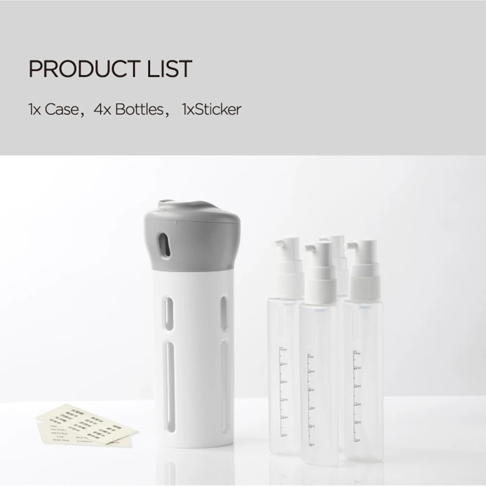 4 in 1 Travel Bottle Set Shampoo Shower Box Kit Containing Empty Bottles Refillable Bathroom Container Lotion Travel Bottle