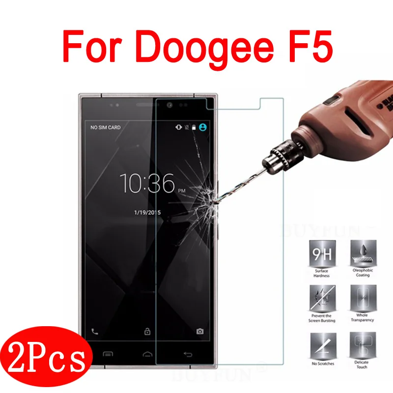 

2 pcs Premium Tempered Glass For Doogee F5 9h Hardness Film Screen Protector On Doogee F 5 Explosion-Proof Films Cover Case