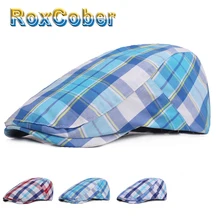RoxCober/весенне-осенние тонкие береты в клетку; шапки для новорожденных мальчиков; Летние головные уборы; шляпа сомбреро на плоской подошве для вождения; hombre для мужчин и женщин; 310
