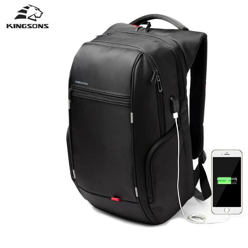 Kingsons Brand External USB Charge Computer Bag Anti theft Notebook font b Backpack b font 15