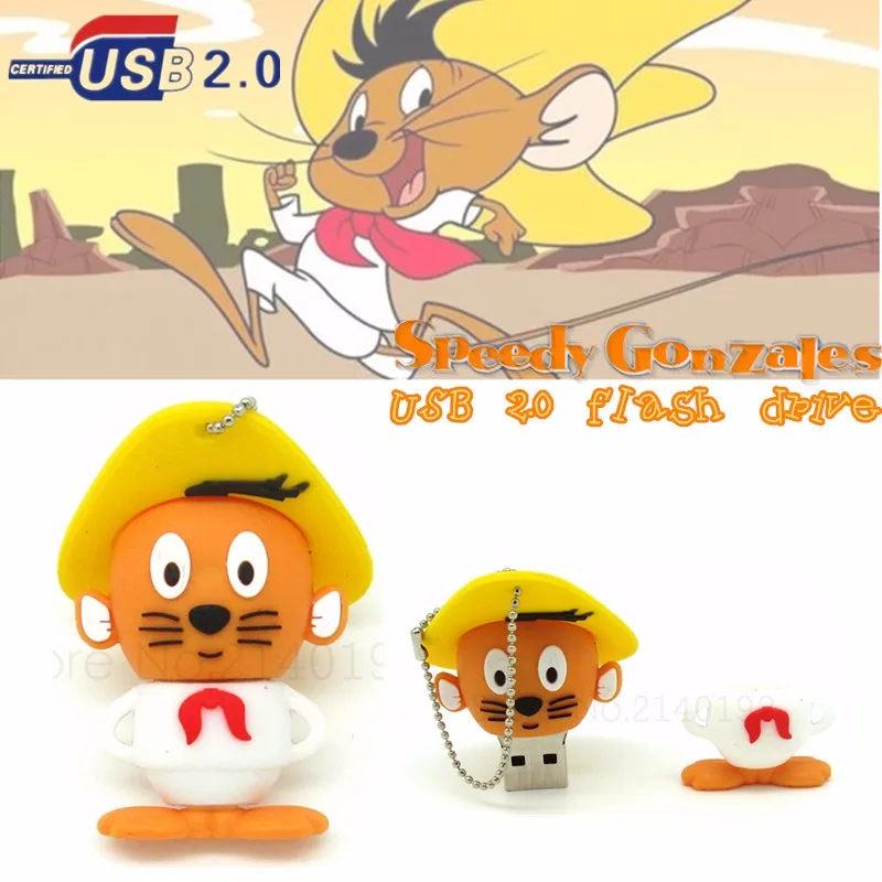 Мультфильм Speedy Gonzales USB Flash drive Мексиканская Шляпа Мышь накопитель Looney Tunes флешки USB 2,0 4 ГБ/8 ГБ/16 ГБ/32 ГБ подарок