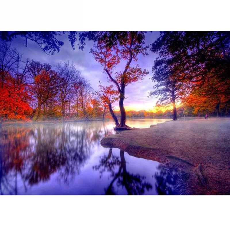 5D Diy Diamond Painting Sunset resin Diamond Embroidery Cross Stitch Beautiful Landscape Tree Needlework Home Decorative