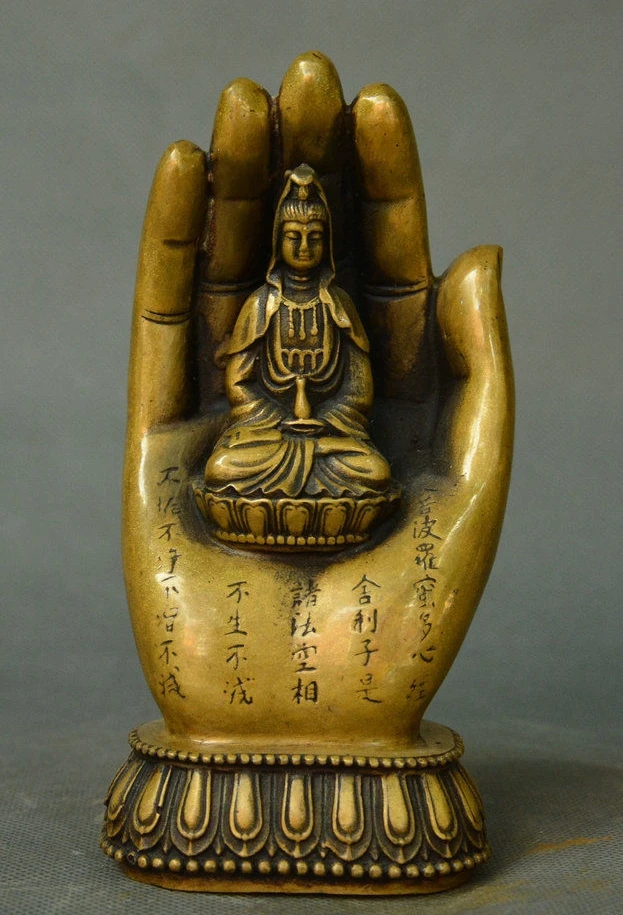

China Buddhism Bronze Buddha Head Kwan-yin GuanYin Avalokitesvara Goddess Statue