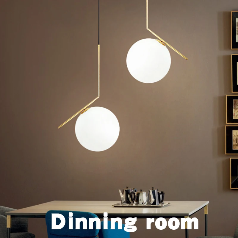  Homhi Round Glass ball pendant light led decoracao kitchen fixture Nordic home deco bedroom loft li - 33032146889