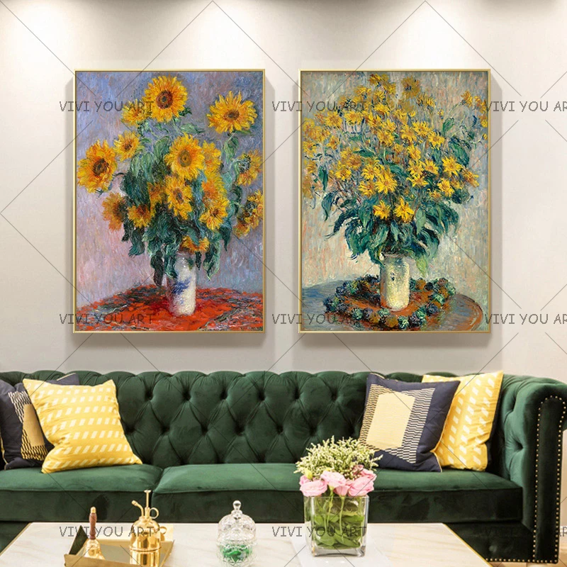 

100% Handmade oil painting reproduction Farm Garden with Sunflowers For Home Wall Decoration