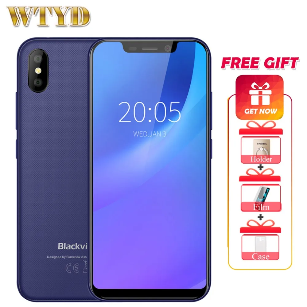 Blackview A30 5.5inch Smartphone Android 8.1 Quad Core 2GB ROM 16GB MTK6580A RAM 8MP+5MP Face ID Dual SIM WCDMA 3G Mobile Phones