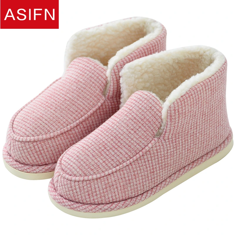 

ASIFN Women Fur Slippers Plush Winter Home Outside Men Shoes Woman Ladies Solid Slipper Warm Flip Flops Zapatos De Mujer