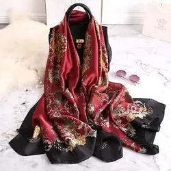 Женский платок хиджаб дизайнерские 2019 Брендовые женские пляжные шелковые шарфы с принтом Женская повязка для головы Защита от солнца