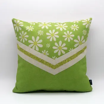 

LINKWELL 45x45cm Green Flower White Burlap Cushion Cover Printing Decorative Throw Pillows Cover for Couch Sofa Pillowcase