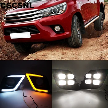 

CSCSNL 2PCS LED For Toyota Hilux Revo Vigo 2015 2016 2017 LED DRL Daytime Running Lights Daylight Fog Lamp Decoration Signal