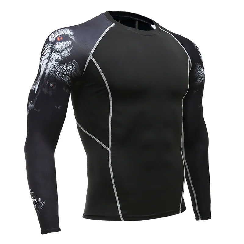 

Quick Dry Running T shirt Men Skins Compression Long-sleeved Fitness Sports Shirt Gym Joggers Tights Training Tracksuit rashgard