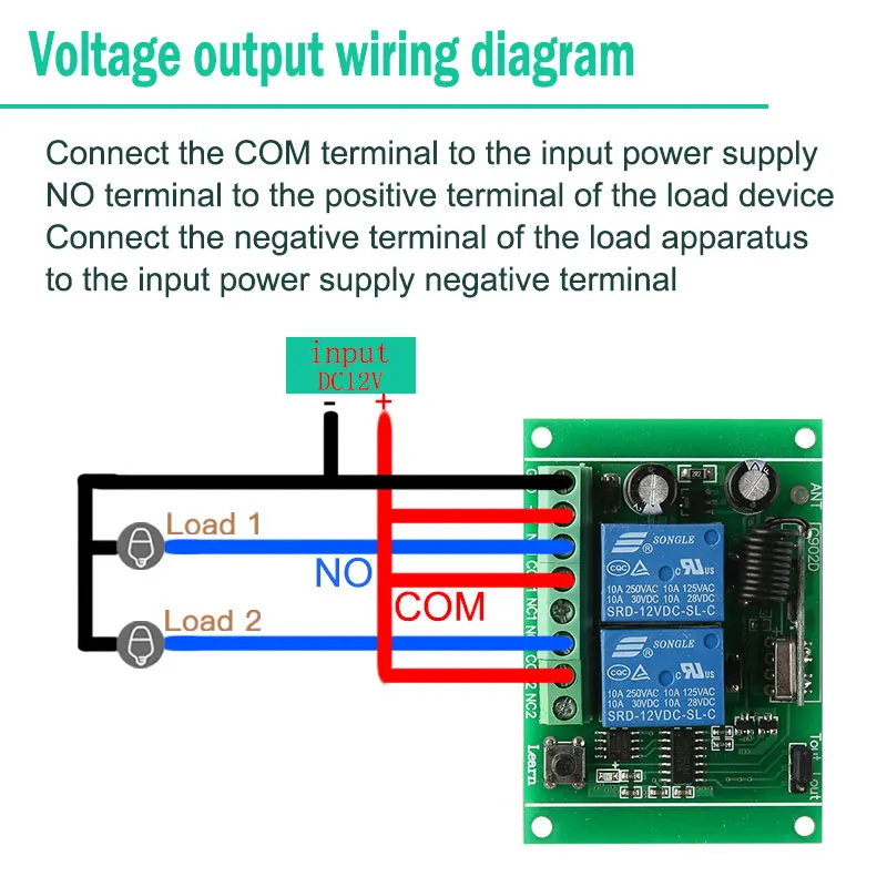 KTNNKG 433Mhz DC 12V 2 банды беспроводной пульт дистанционного управления реле Умный дом