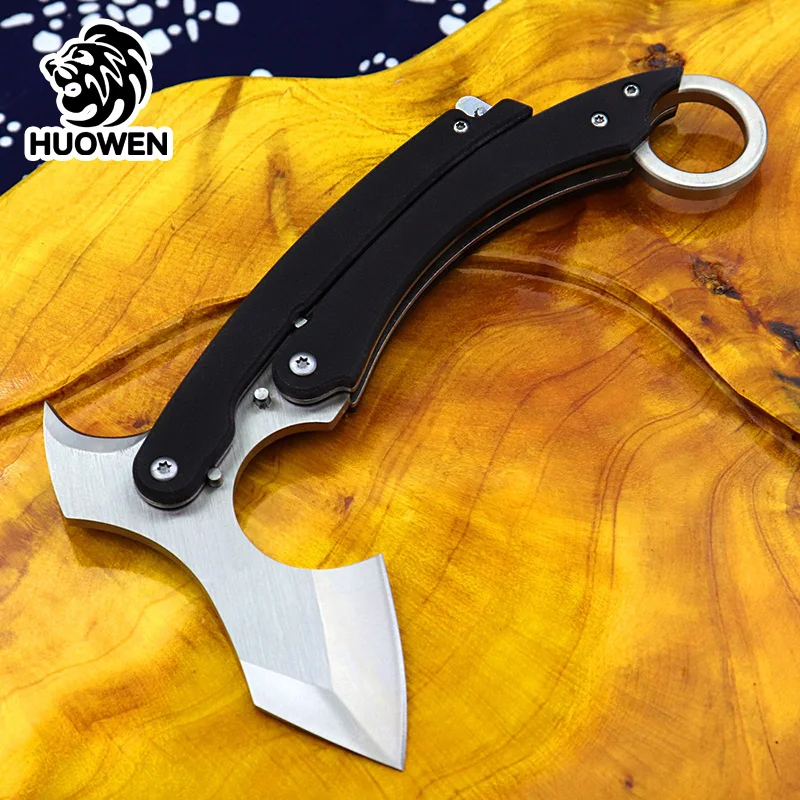 Многофункциональный складной тактический топор karambit для кемпинга G10 ручка