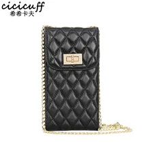 Маленькие сумки-мессенджеры CICICUFF для сотового телефона из овечьей кожи, клетчатая сумка через плечо для девочек, мягкая сумка на плечо с цепочками для IPhone XS