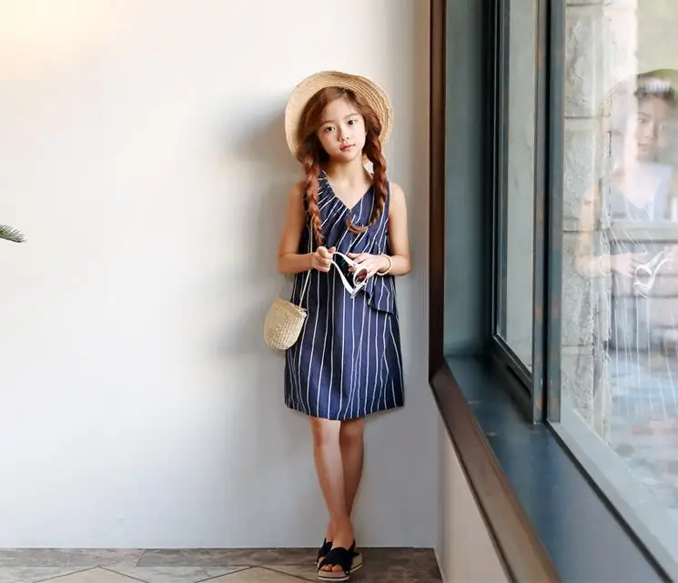 2018-Korean-style-girls-striped-ruffles-dress-summer-girls-vest-dresses-3-8-years-B118 (1)