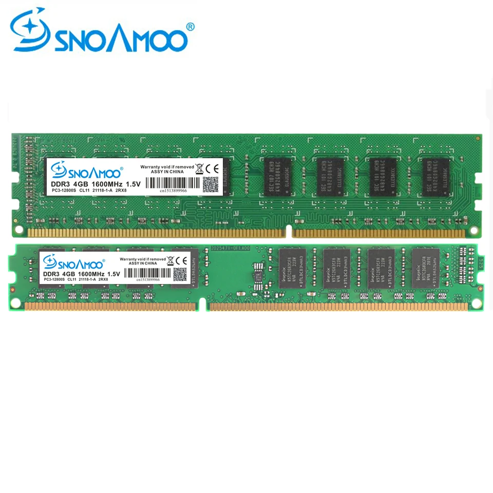 SNOAMOO Настольный ПК ram s DDR3 2G 4G 8G 1333MHz 1600MHz 240-Pins ram Memory 1,5 V DIMM для AMD non-ECC PC Memory пожизненная Гарантия