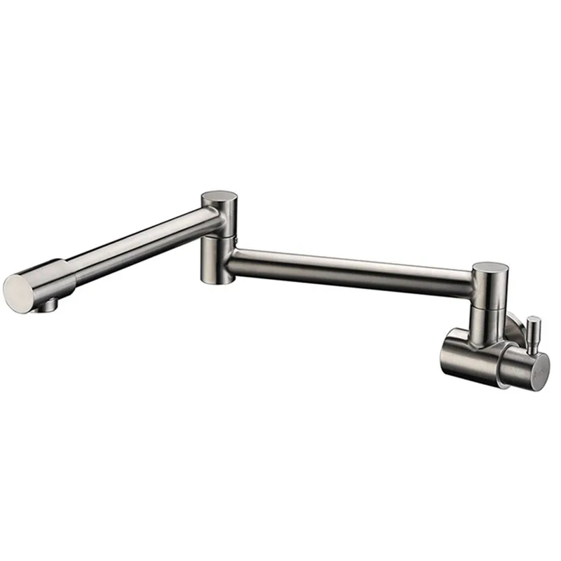 

Single Function 1 Hole Single Brushed Nickel Stainless Steel Wall Mount Retractable Pot Filler Kitchen Sink Faucet