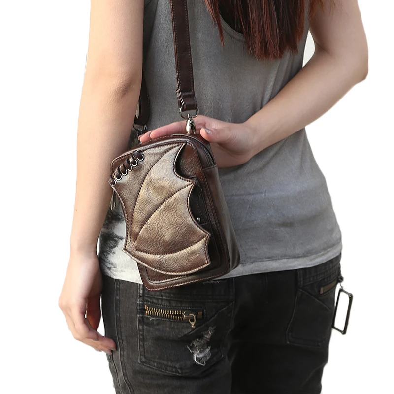 Панк поясная сумка Для женщин Готический Винтаж Mini Crossbody Курьерские сумки
