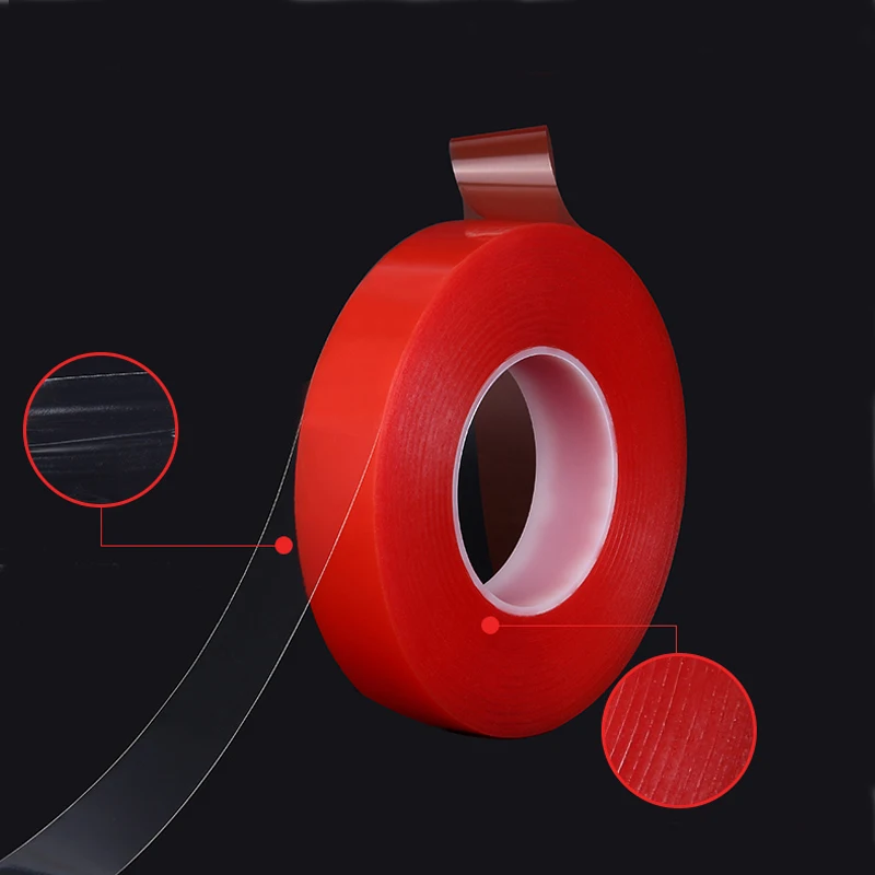 Car Styling Red Transparent Silicone Double Sided Tape Sticker High Strength No Traces Adhesive Sticker For Car And Living Goods (4)