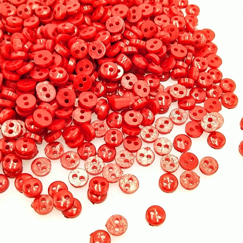 Suoja 100 шт 6 мм пластиковые круглые красные мини пуговицы для шитья 2 отверстия крошечные кнопки для одежды куклы для скрапбукинга