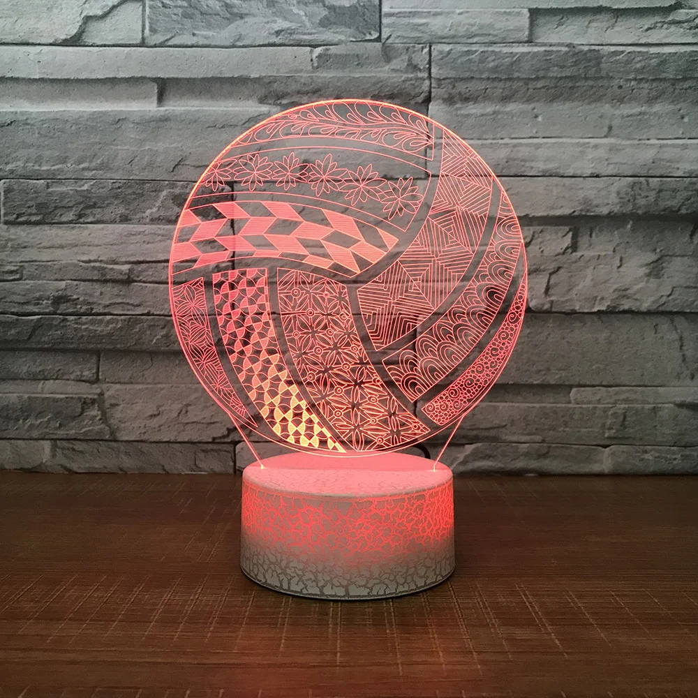 

3D Led Creative Visual Abstract Volleyball Modeling Light Fixture Bedside Sleep Desk Lamp Novelty Sports Goods Night Light Gifts