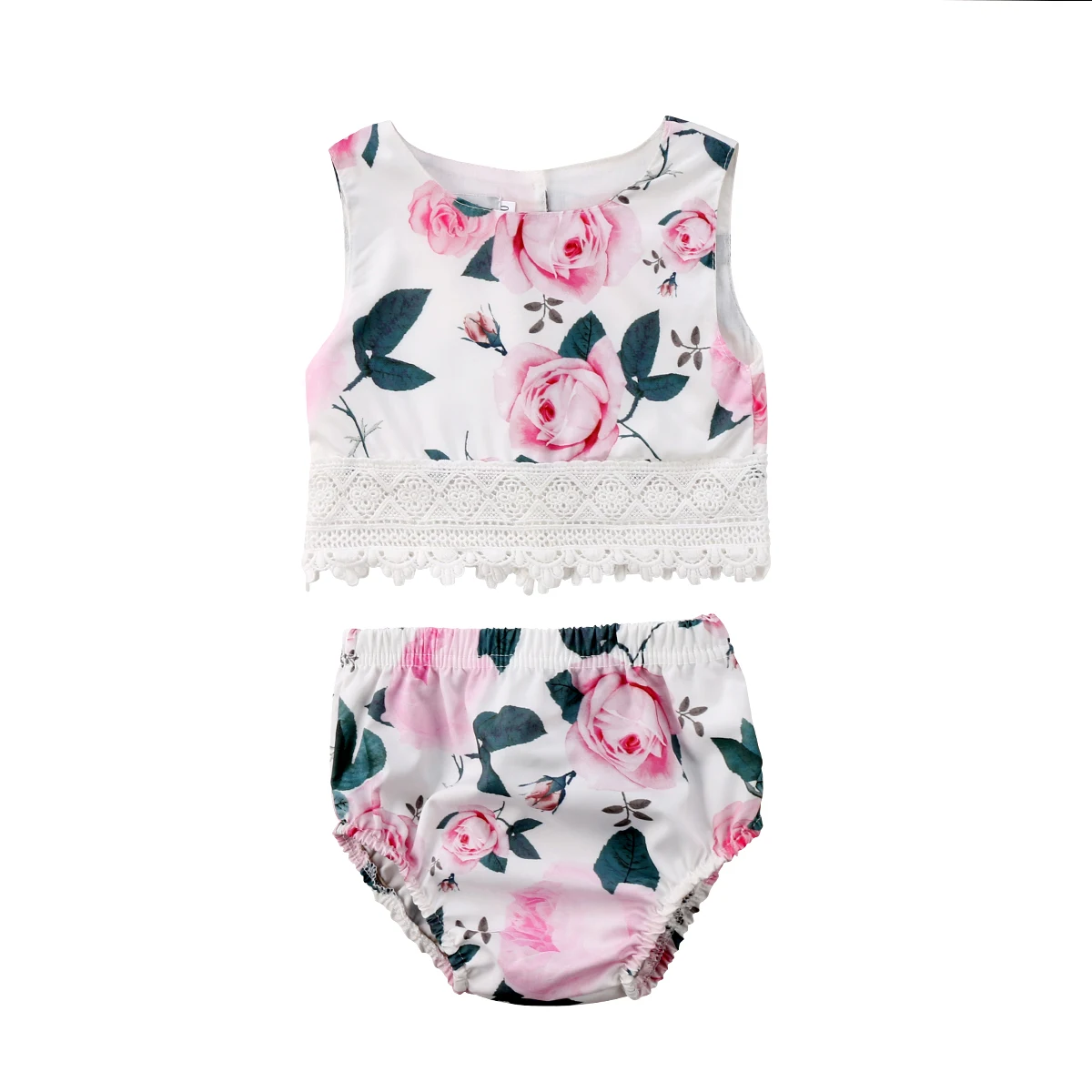 2PCS Cotton Toddler Baby Kids Girls Lovely Floral Printed Sleeveless Tops Shorts Set Clothes Outfits | Детская одежда и обувь