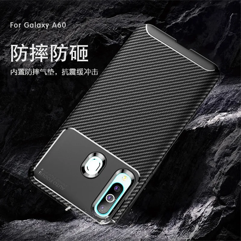 Carbon Fiber Case For Samsung Galaxy A60 Case High Quality Diamond Grid Design Cover For Samsung Galaxy A60 A605F A605DS Case