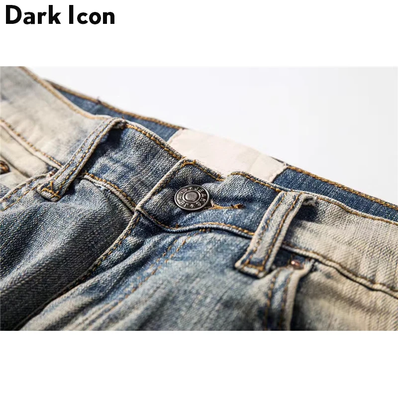 Ripped Jeans DARK ICON Ripped Side Zipper Jeans Men New Stonewashed Destroyed Men's Jeans