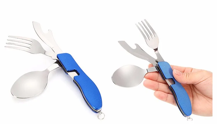 VILEAD портативный складной нож вилка ложка комбинированный походный набор многофункциональная посуда из нержавеющей стали для пикника