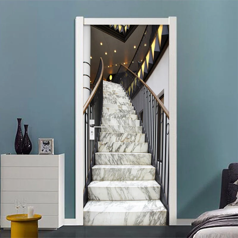 3D стерео мраморная лестница фото-наклейка для стены обои Гостиная Кабинет отель расширение пространства фрески ПВХ самоклеющиеся домашний декор