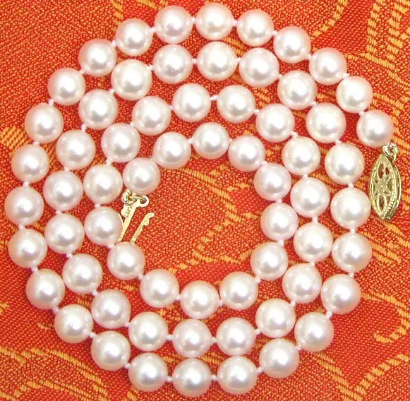 

SALE AAA 6-7mm Natural AKOYA Saltwater Pearl 17" necklace SOLID GOLD CLASP-nec5501 Wholesale/retail