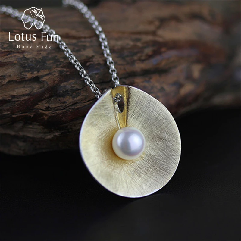 

Lotus Fun Real 925 Sterling Silver Natural Pearl Handmade Fine Jewelry Vintage Pendant without Necklace Acessorios for Women