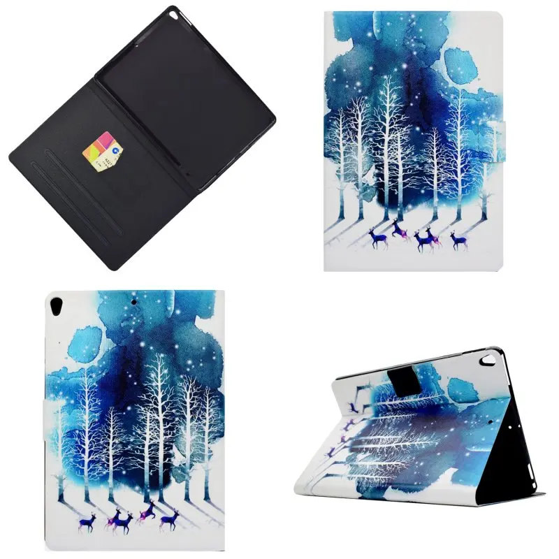 PU Leather Wallet Smart Case for Apple iPad Pro 10.5" 2017 Cover Tablet Accessory Stand Flip Unicorn Elephant Owls Hoesje Coque