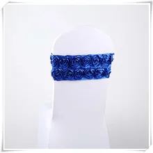 Свадебные украшения спандекс чехлы на кресла стрейч пояс атласный цветок розы Банкетный стул полосы Лидер продаж Дешевые